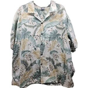 Vintage Aloha Republic Shirt Mens 3XL White Green Palm Leaves Made In USA EUC